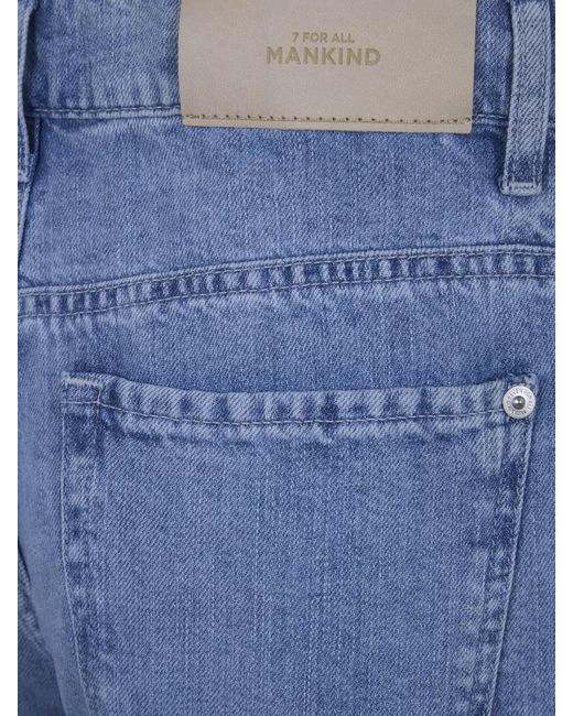 7 For All Mankind Blue Stovepipe Cotton Linen Five Pocket Trousers