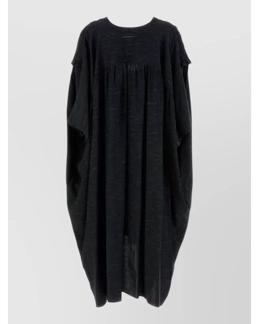 MM6 by Maison Margiela Black Jersey Shirt Midi Dress
