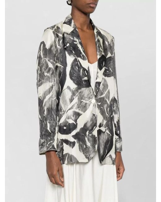 Alysi Gray Single Breasted Jacket All Over Print