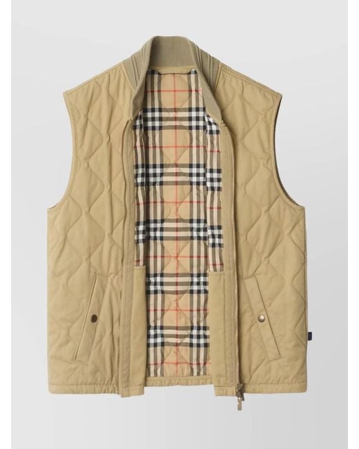 Burberry Natural Cotton Quilted Sleeveless Gilet for men