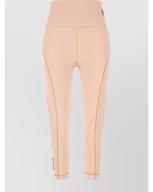 Moncler Pink Leggings Stretch Nylon Contrast Stitching