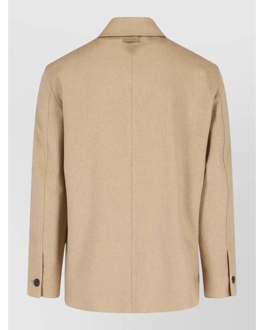 Lardini Natural Mid Length Tailored Coat Notched Collar Pockets for men