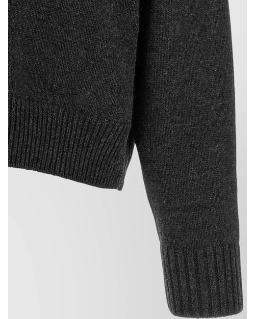 Loulou de Saison Black Breha Crew Neck Cropped Knit Sweater