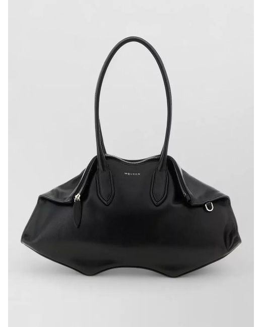 McQueen Black Calfskin Leather Shoulder Bag