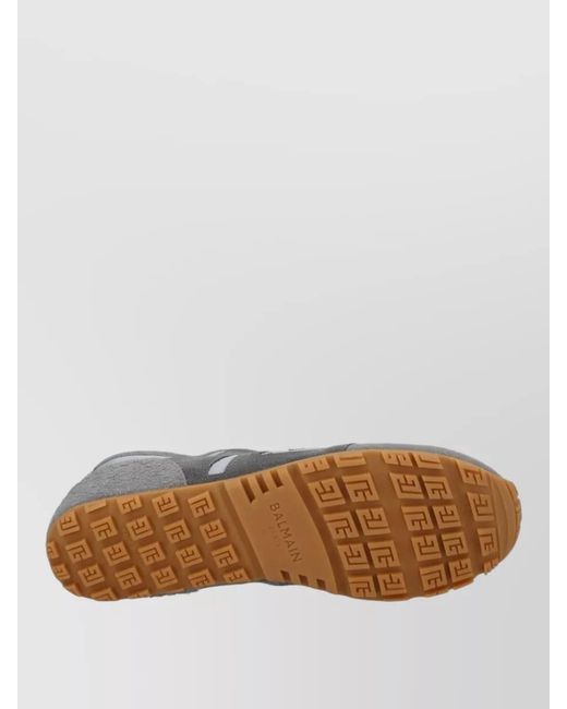 Balmain Metallic Low Top Sneakers Round Toe Suede Panels for men