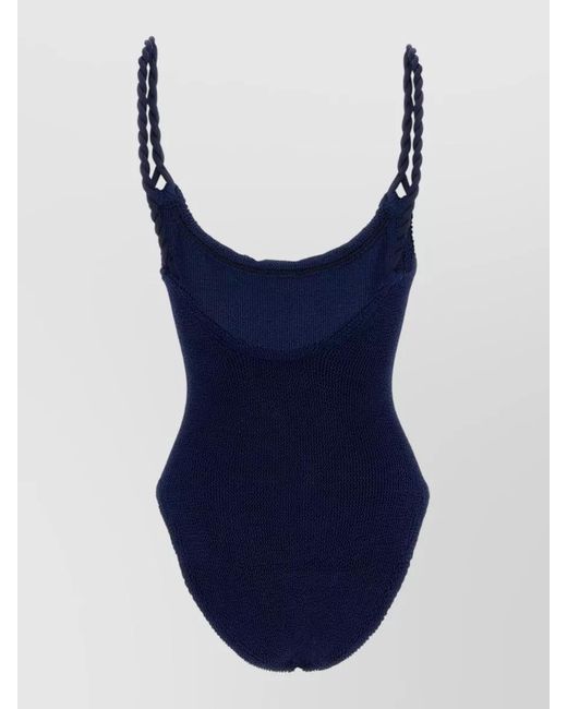 Hunza G Blue Camille One Piece Swimsuit Braided Straps