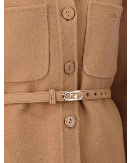 Fendi Natural Cashmere Crewneck Cardi-Coat