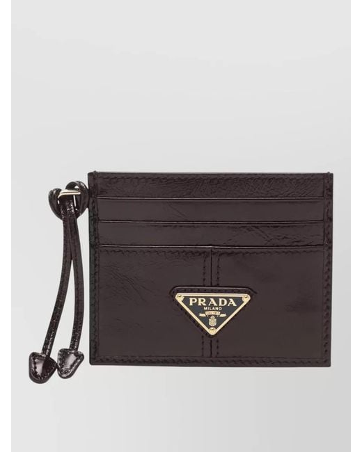 Prada Black Leather Wallet And Cardholder Wrist Strap