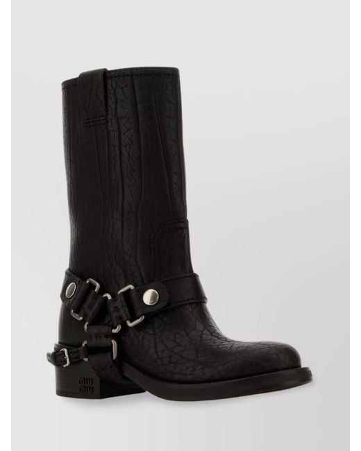 Miu Miu Black Leather Ankle Boots