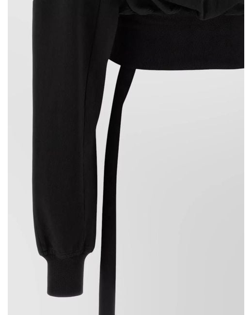 Rick Owens Black Collage Gimp Cropped Hooded Sweatshirt Jacket