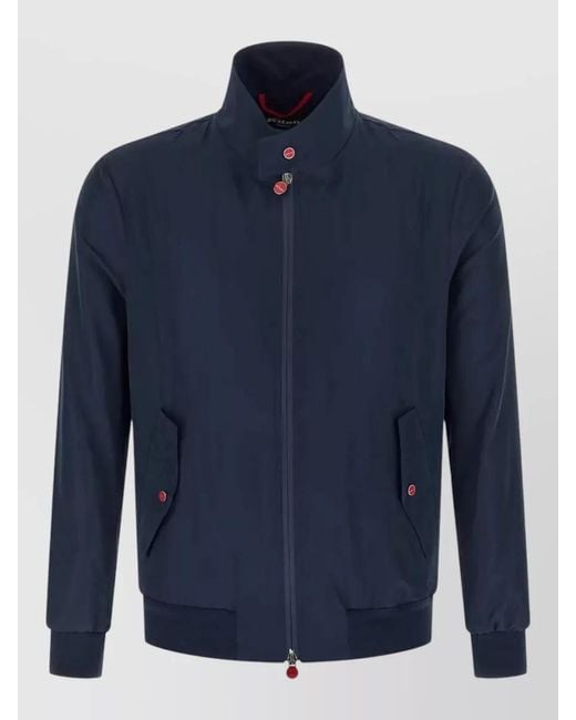 Kiton Blue Mandarin Collar Bomber Jacket for men