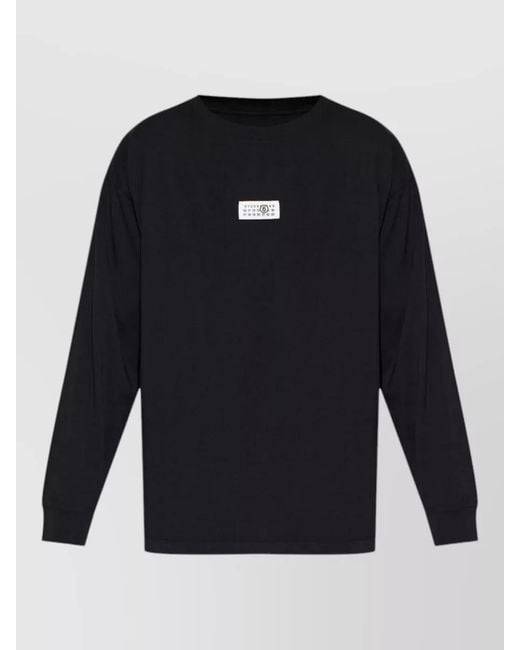 MM6 by Maison Margiela Blue Graphic Long Sleeve Crew Neck Shirt for men