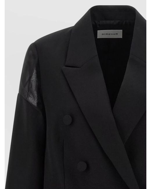 ARMARIUM Black Sveva Blazer Notched Lapels Button Accents Sheer