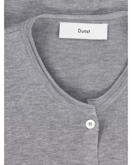 DUNST Gray Cotton Cardigan Round Neck Long Sleeves