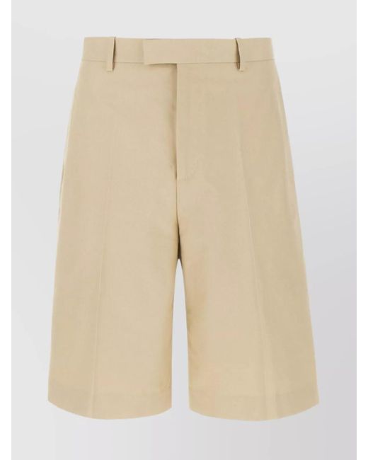 Ferragamo Natural Cotton Pleated Tailored Bermuda Shorts for men