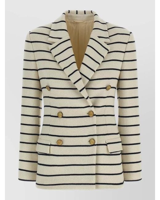 Brunello Cucinelli Gray Striped Blazer Sweater Jacket Buttons