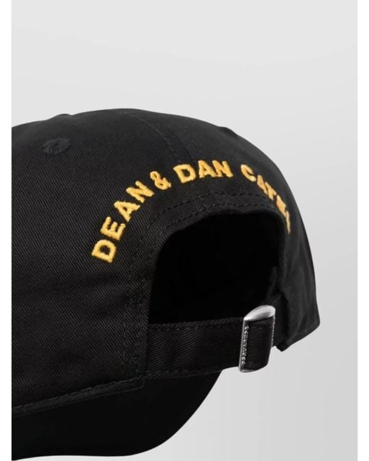 DSquared² Black Distressed Logo Patch Baseball Cap for men