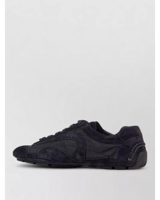 Prada Blue Lace Up Sneakers Low Top Suede Design for men