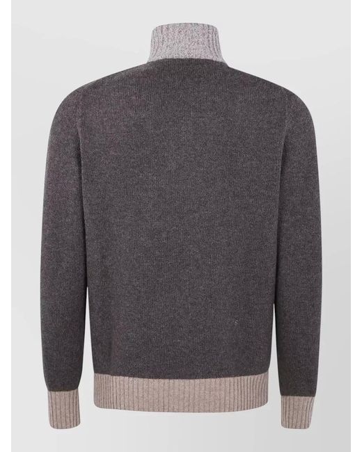Ballantyne Gray High Neck Argyle Knit Pullover Buttons for men