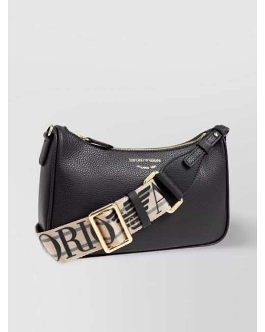 Emporio Armani Black Pebbled Faux Leather Baguette Mini Shoulder Bag