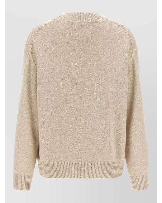Brunello Cucinelli Natural Diamante Cashmere Silk Sequin Knit Sweater