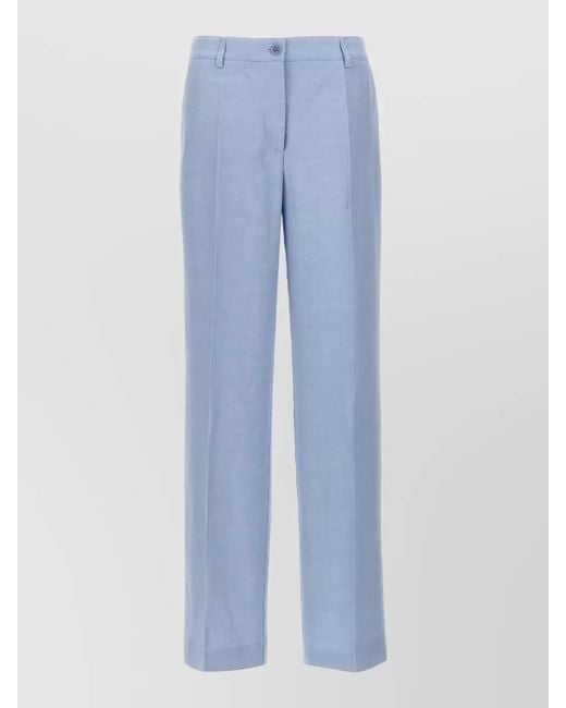 P.A.R.O.S.H. Blue Tailored Pants Belt Loops Pockets Pleats