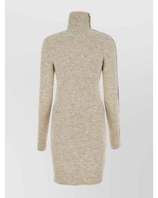Isabel Marant Natural Turtleneck Long-Sleeve Mini Sweater Dress