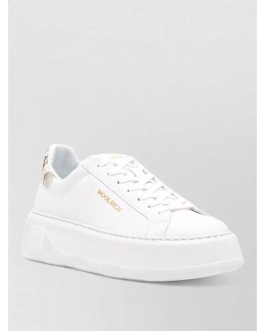 Woolrich White Leather Low-Top Sneakers