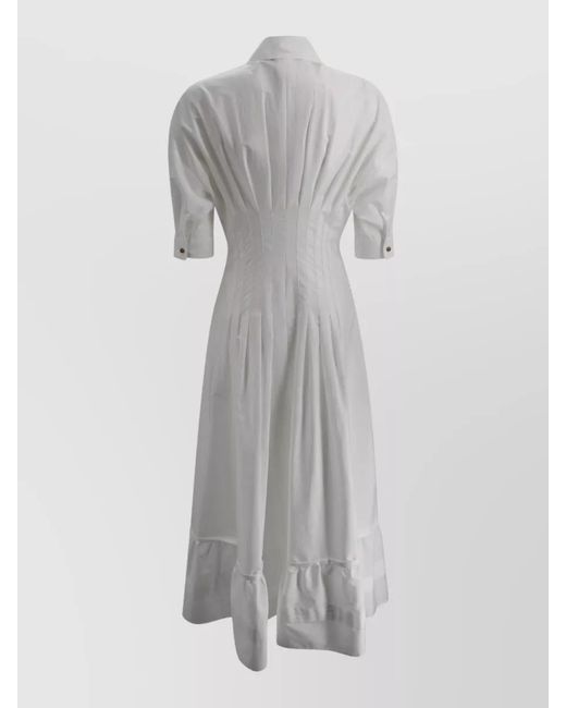 Max Mara Gray Long Poplin Dress Corset Waist Detail