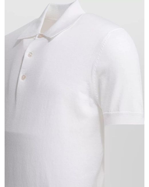 Tom Ford White Cotton Knit Polo Shirt for men