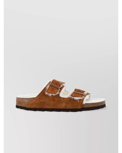 Birkenstock Brown Suede Leather Shearling Sandals