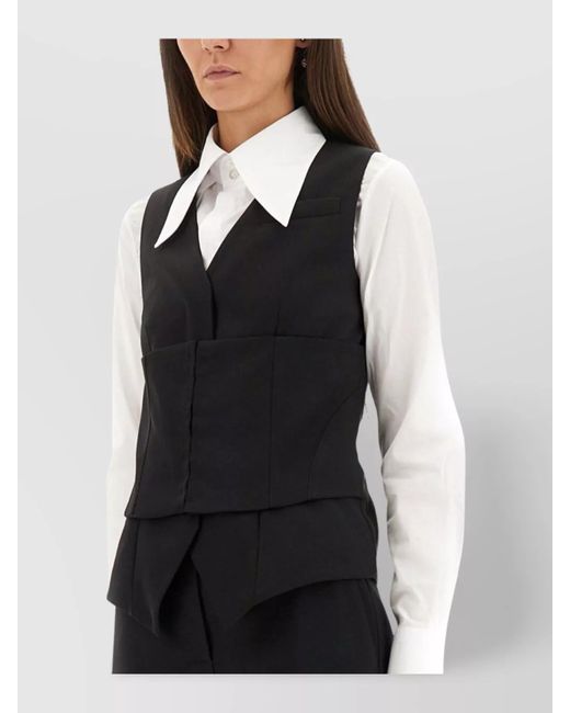 McQueen Black Wool Fitted Vest Top