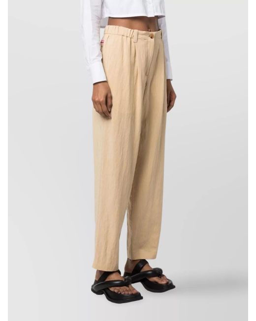 KENZO Natural High-Rise Wide-Leg Straight Trousers