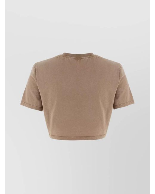 Fendi Natural Cotton Cropped Logo T-Shirt