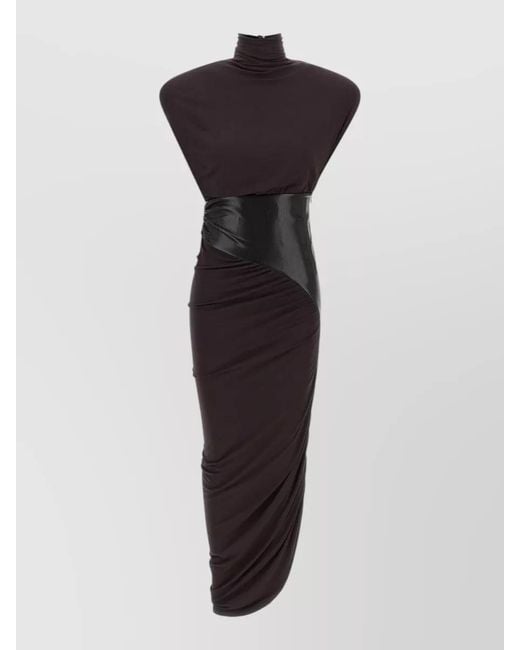 ANDAMANE Multicolor Ursula Ruched Long Dress High Neck