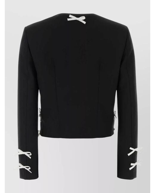 Moschino Black Wool Blazer Cropped Tailored Bow Detail