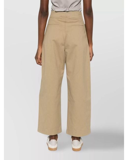 Studio Nicholson Natural Cotton High-Rise Pleated Cropped Wide-Leg Trousers