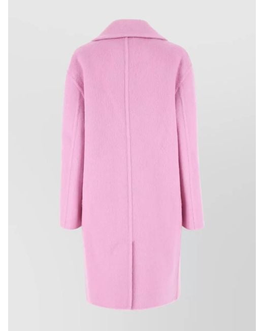 Bottega Veneta Pink Wool Blend Single-Breasted Coat