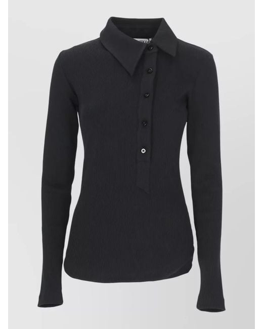 The Attico Black Ribbed Crewneck Cotton Knit Long Sleeves
