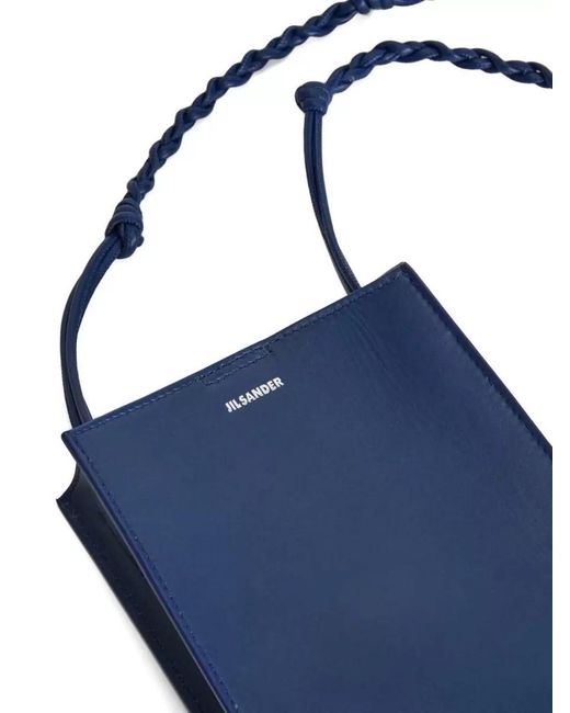 Jil Sander Blue Tangle Small Shoulder Bag Braided Strap