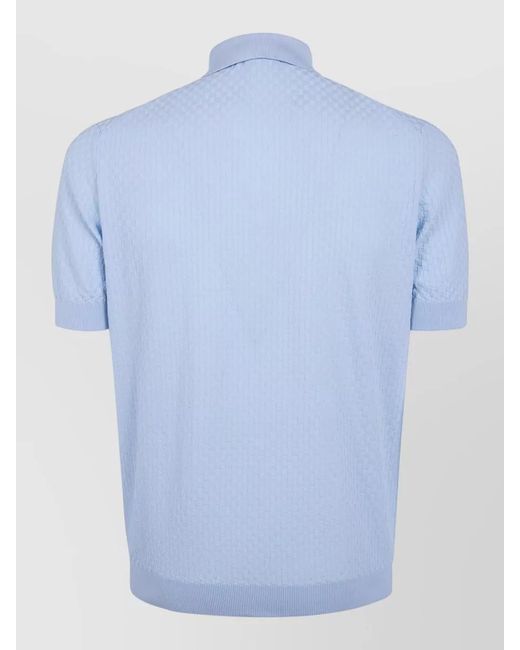 Filippo De Laurentis Blue Short Sleeve Cotton Polo Shirt for men