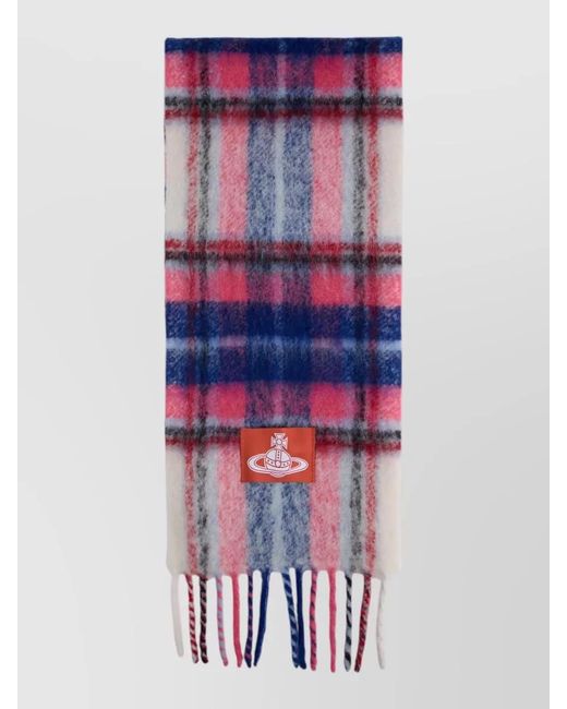 Vivienne Westwood White Alpaca Check Scarf