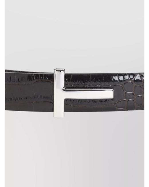 Tom Ford Multicolor Reversible Crocodile Embossed Leather Belt for men