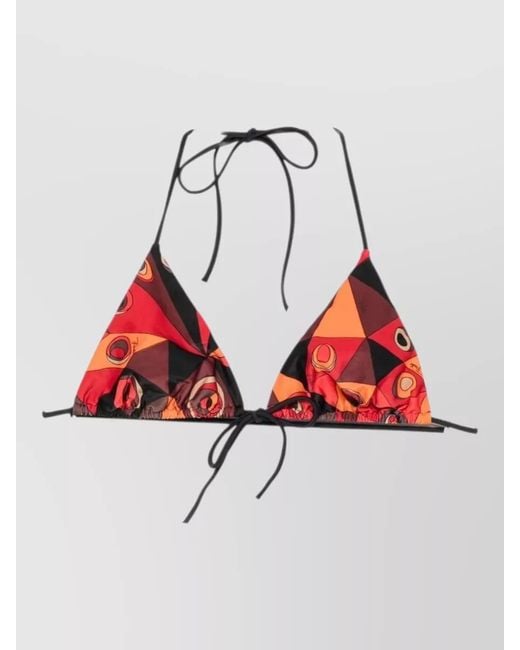 Emilio Pucci Red Triangle Bikini Top Halter Neck Geometric