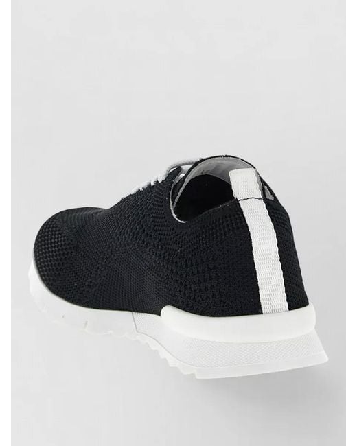 Kiton Blue Sneakers Contrast Heel Tab Knit Upper for men