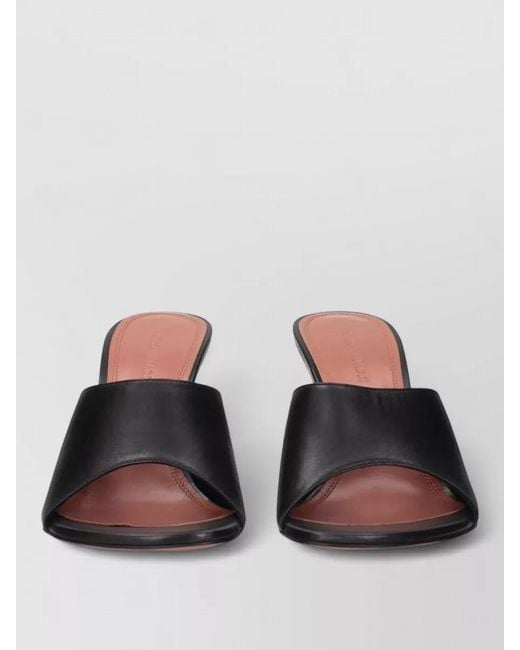AMINA MUADDI Black Leather Stiletto-Heel Mules