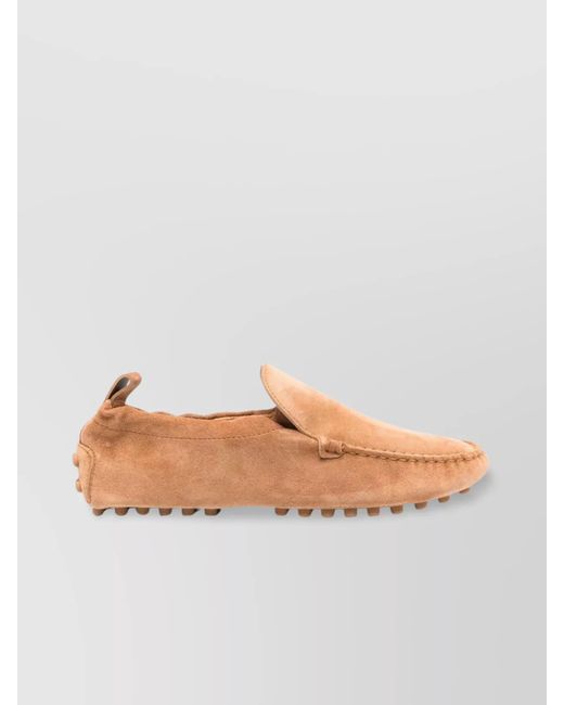 Tod's Pink Round Toe Suede Leather Loafers