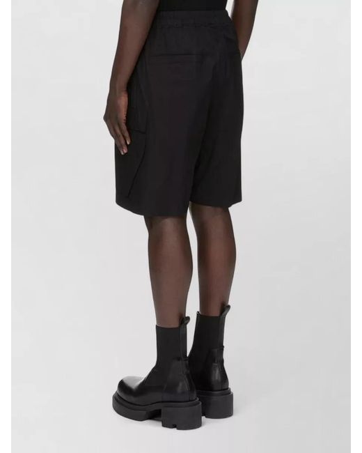 Rick Owens Black Cotton Knee-Length Wide-Leg Track Shorts for men