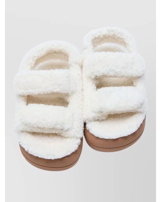 Moon Boot White Shearling Platform Slippers