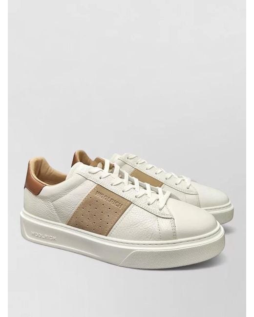 Woolrich Natural Suede Leather Low-Top Sneakers for men